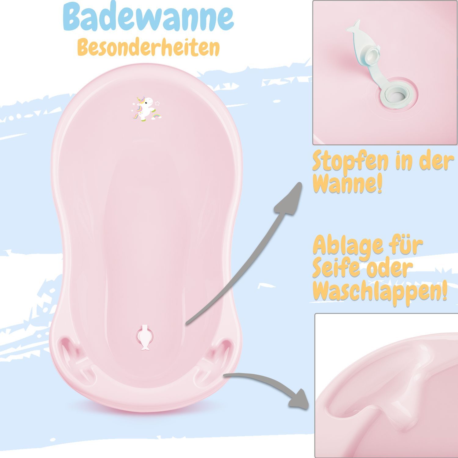Babykajo Baby Badewanne mit Stöpsel. Baby Wanne 86cm