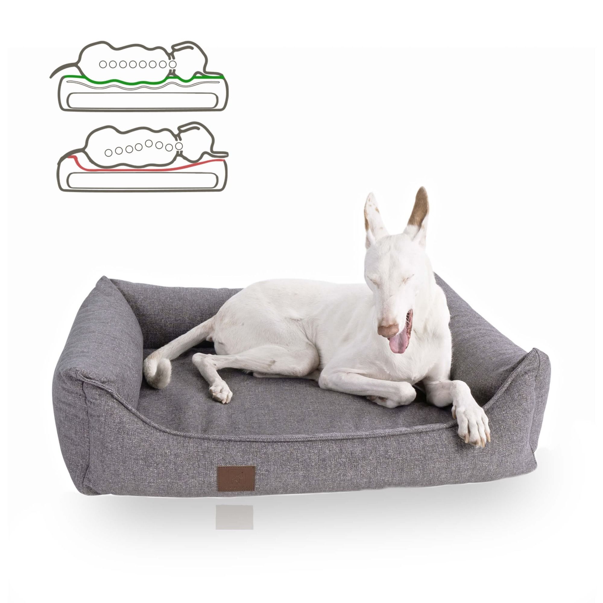 orthopädisches Hundebett "Tessa", Easy Clean-Webstoff, Farbe Grau 100 x 80