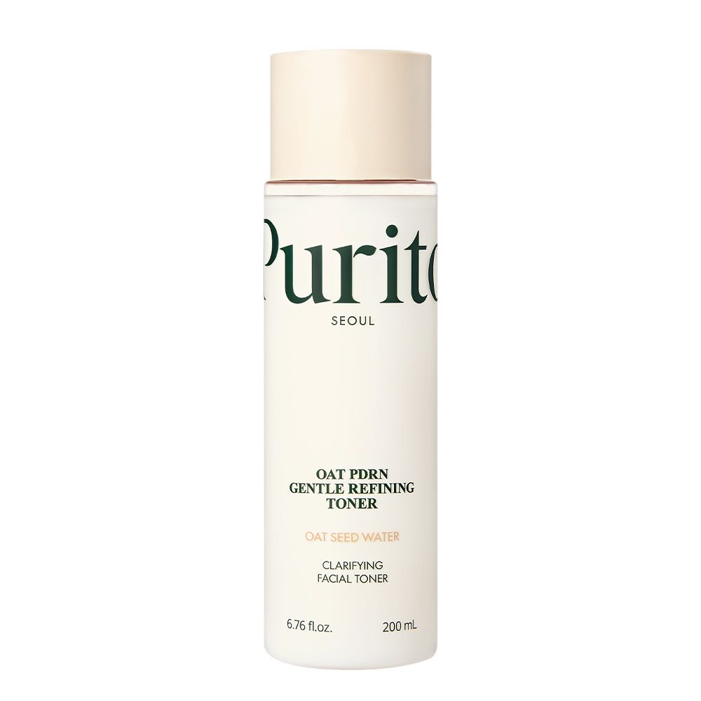 Purito Oat PDRN Toner: Flasche mit 200 ml, beige und weiß.