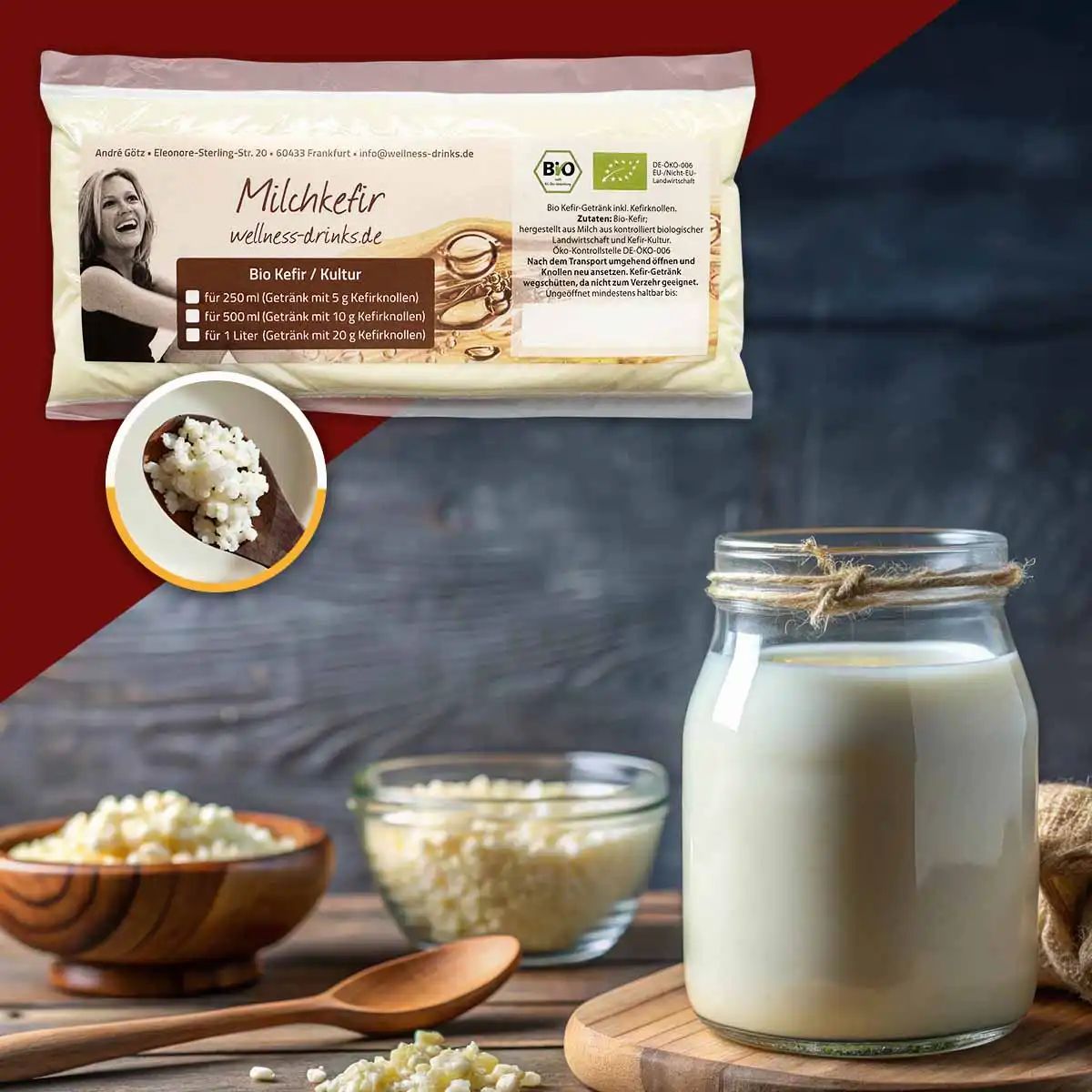 WELLNESS-DRINKS Bio-Milchkefir mit aktiven Kefirknollen