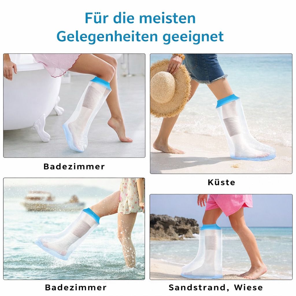 Duschschutz in verschiedenen Umgebungen: Badezimmer, Strand, Küste, Sandstrand. Verschiedene Szenen.