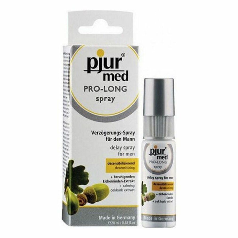 Verzögerungsspray für Männer, Dose und Verpackung mit Eichenmotiv.