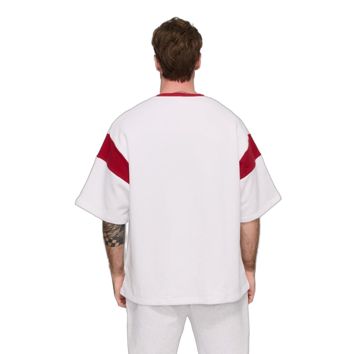 GymBeam T-Shirt Herren Oversized Kurzarm Varsity Weiß