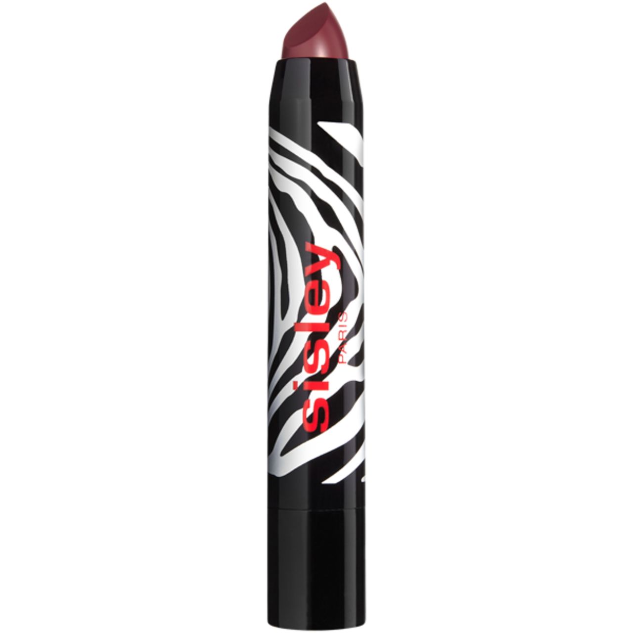 Ein Lippenstift mit Zebra-Muster. Der Lippenstift ist geöffnet. Der Schriftzug Sisley ist sichtbar.