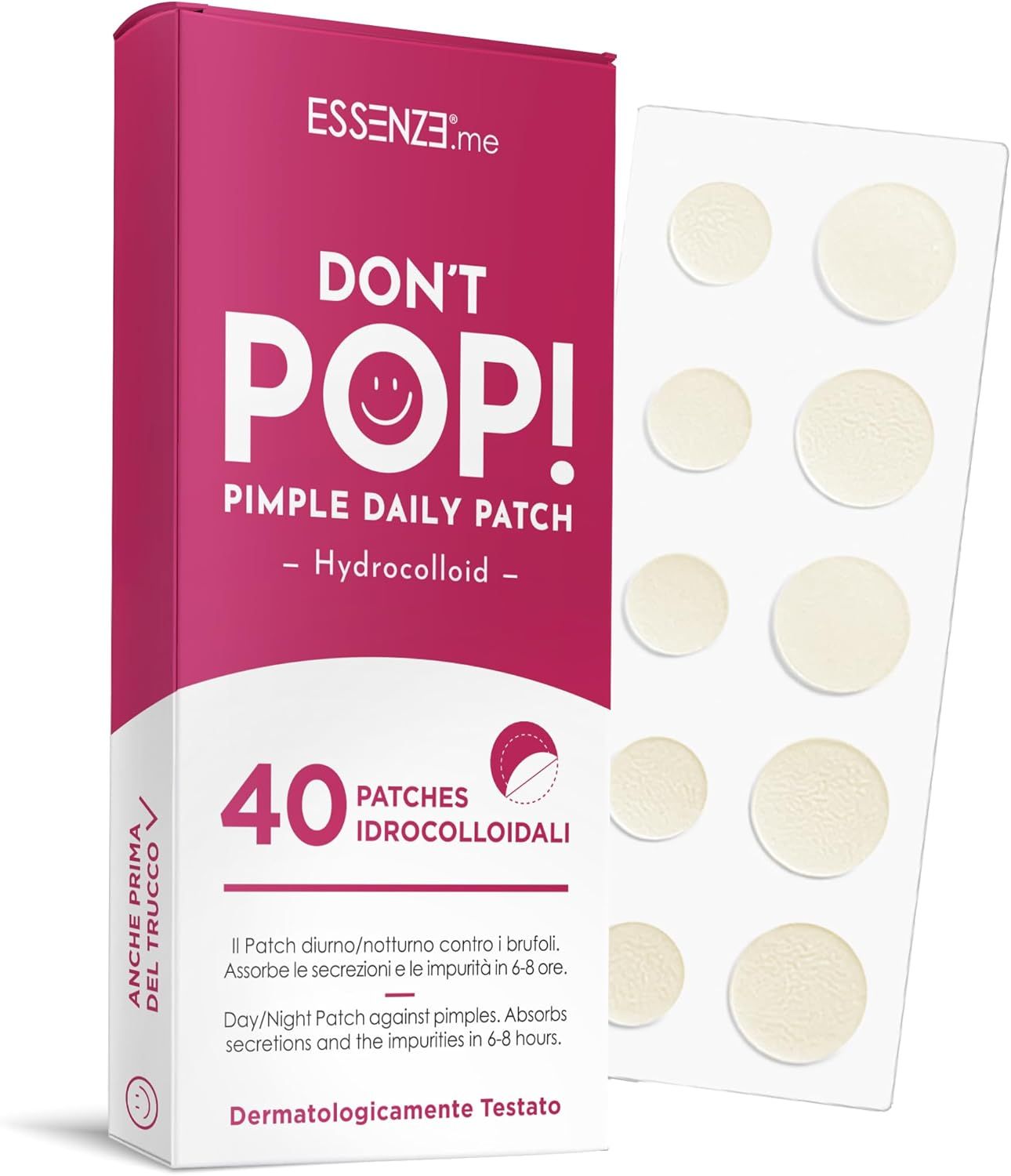 Essenze.me Don’t Pop Patch Brufoli Idrocolloidali Invisibili per Imperfezioni - 40 Cerotti