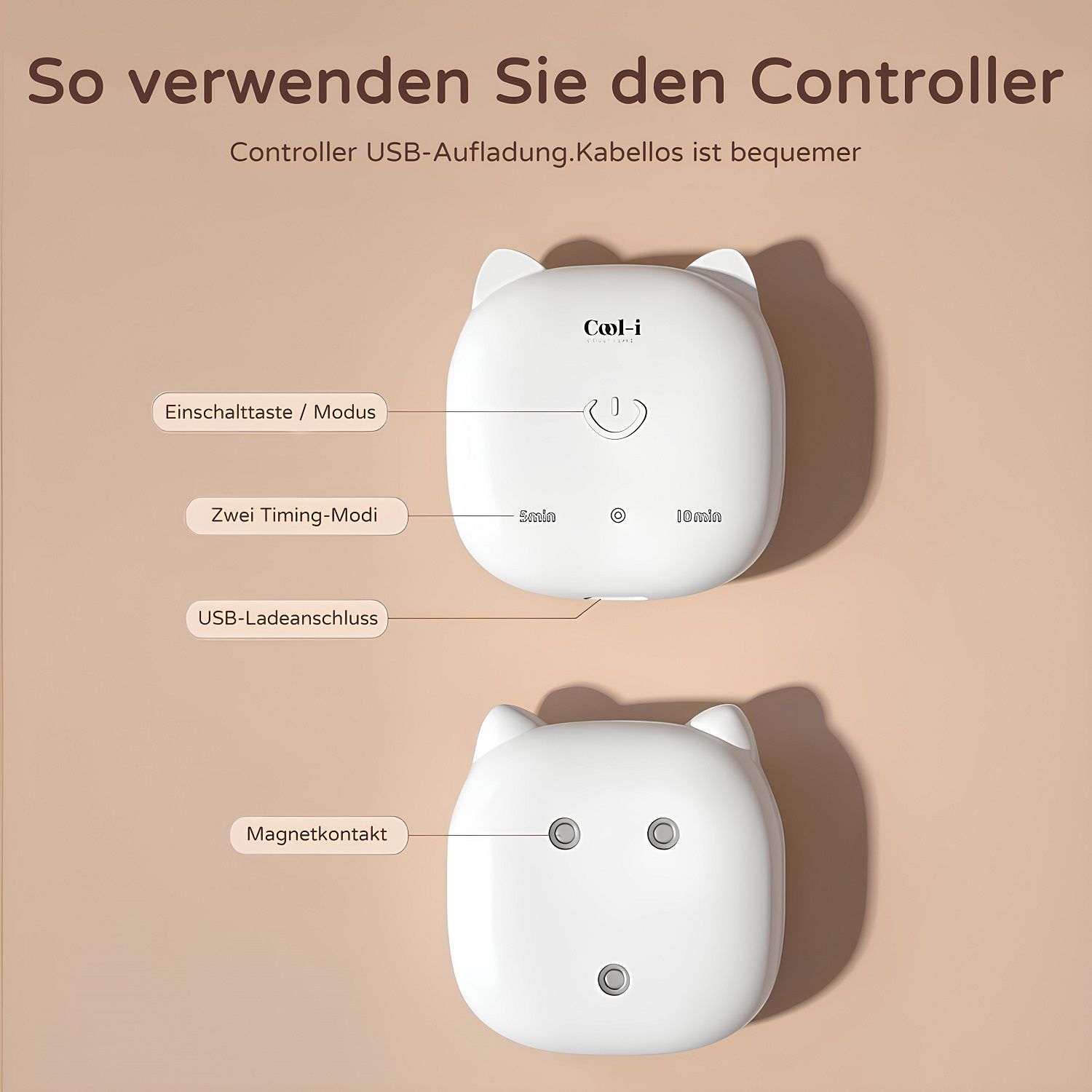 COOL-i LED Gesichtsmaske,4 Lichtfarben,Infrarot,kabellos, mit 10 Min.Timer