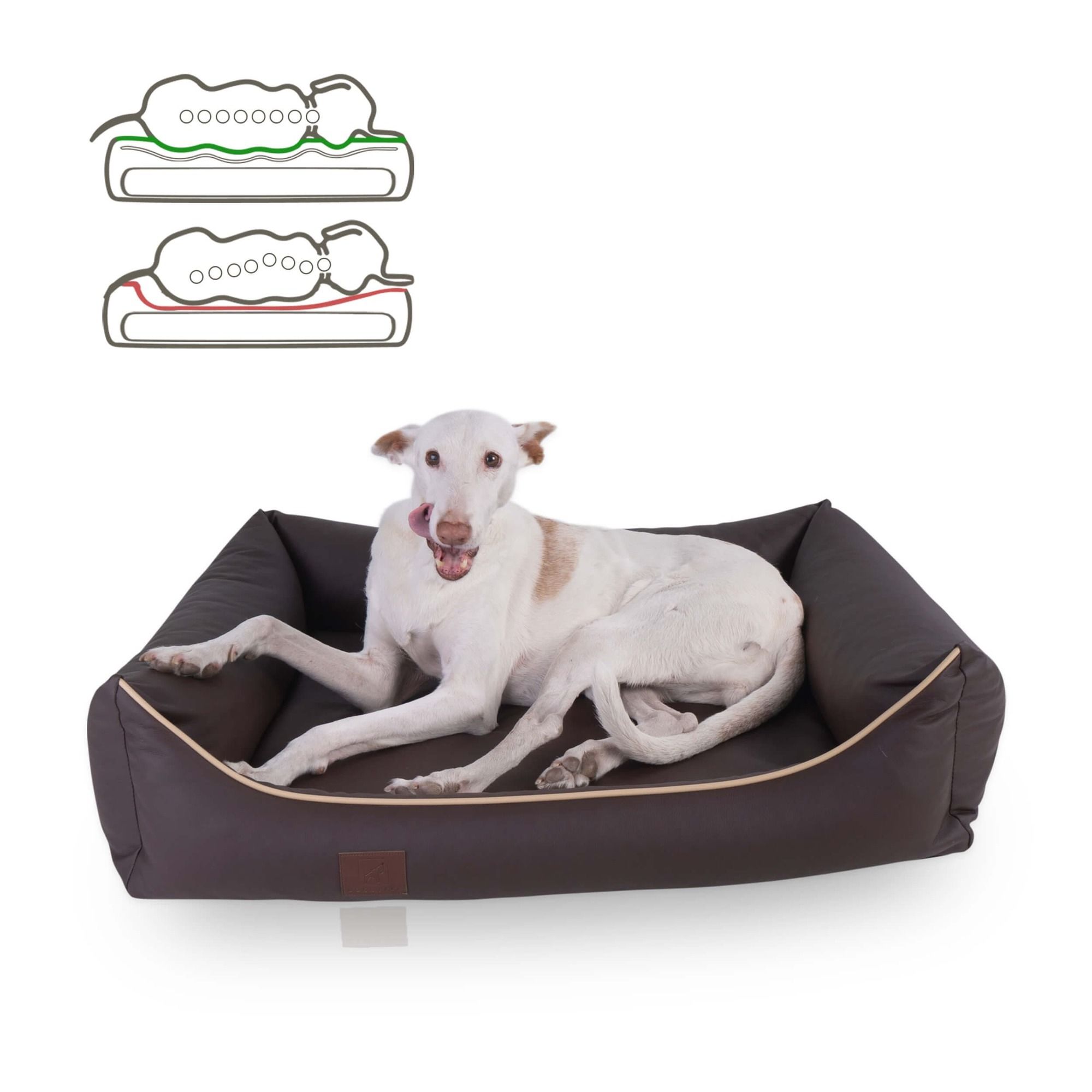 orthopädisches Hundebett "Buddy", Kunstleder, Farbe Braun 100 x 80