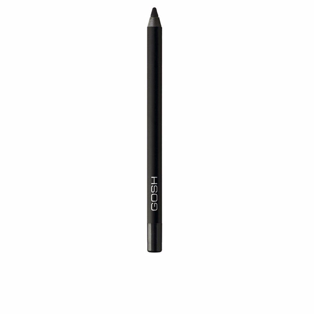 Schwarzer Gosh Velvet Touch Eyeliner. Schwarzer Stift mit der Aufschrift GOSH. Spitze nach oben gerichtet.