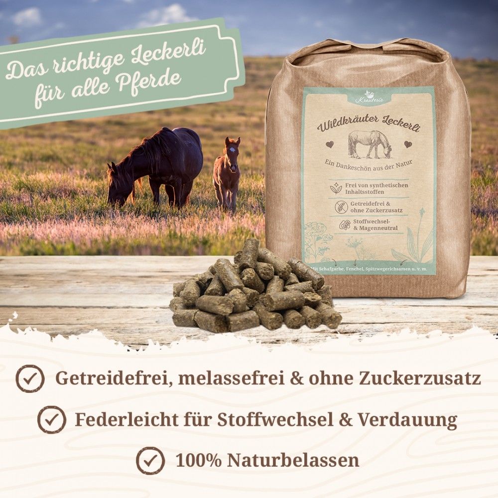 Krauterie Wildkräuter Leckerli für Pferde 1 kg Futter