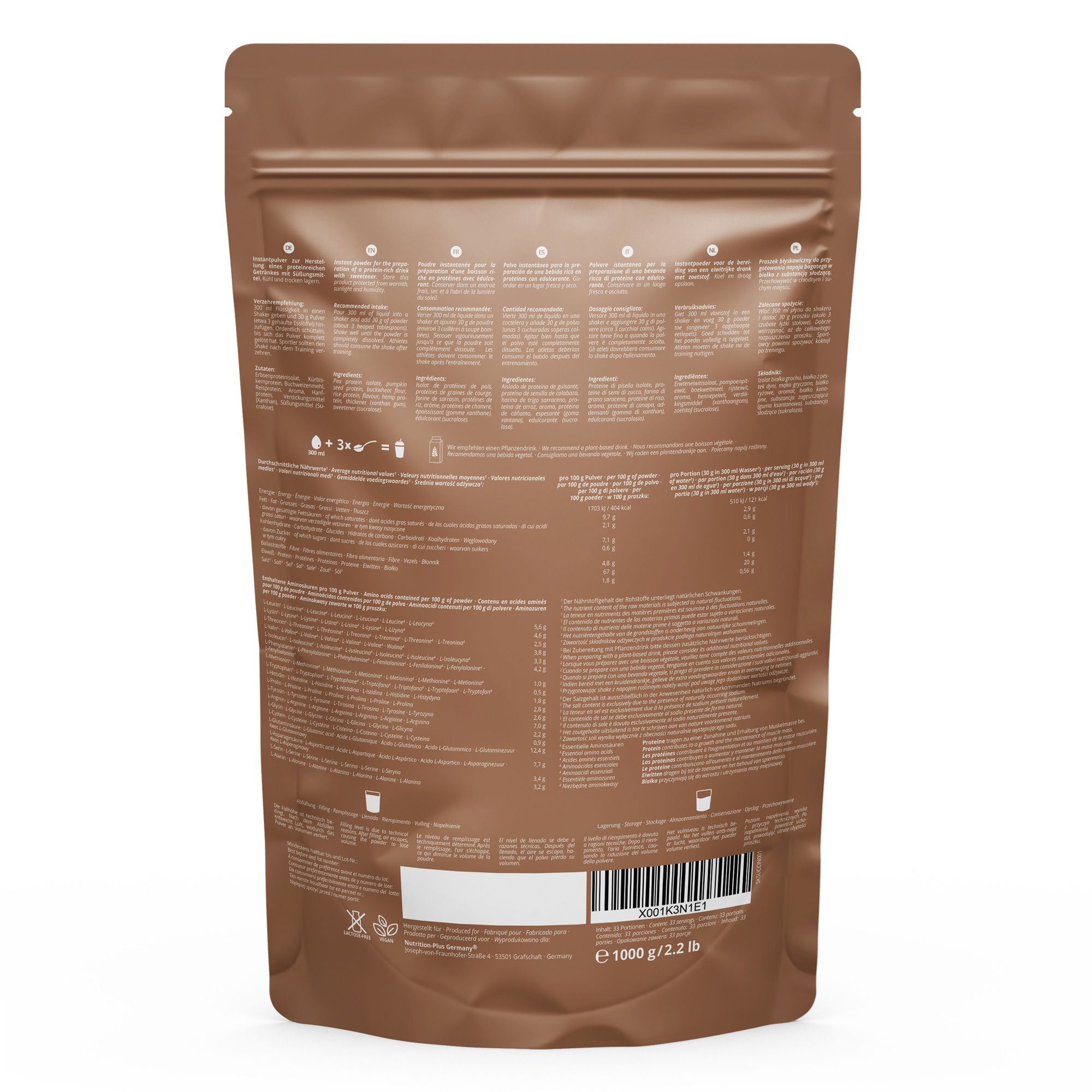 nutri+ Milk Away Protein - Veganes Eiweißpulver ohne Soja