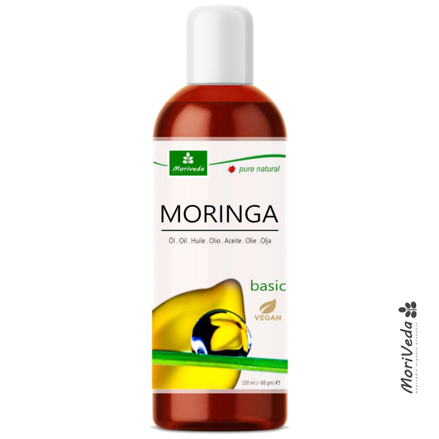 Moriveda Moringa Öl Basic – Kaltpressung aus Oleifera Samen & Schoten, naturrein
