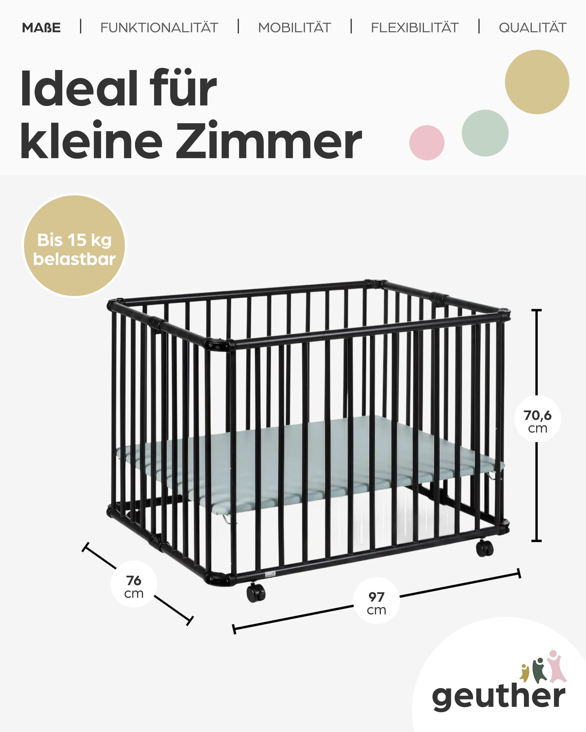 GEUTHER Laufgitter Lucilee in Schwarz 76x97 cm