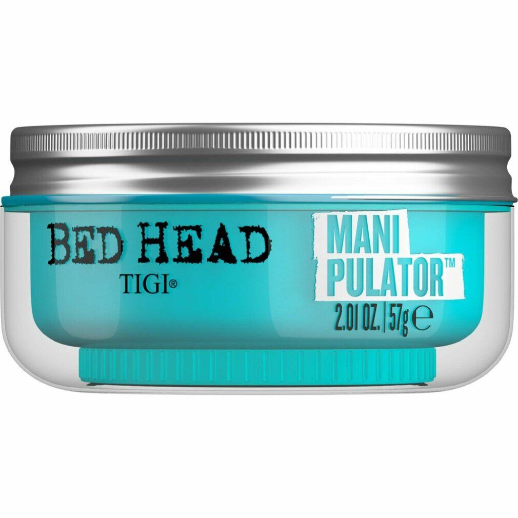 Tigi Bed Head Manipulator Matte Paste. Dose mit blauem Inhalt, silbernem Deckel. Text: Manipulator, 2.01 oz. / 57ge.