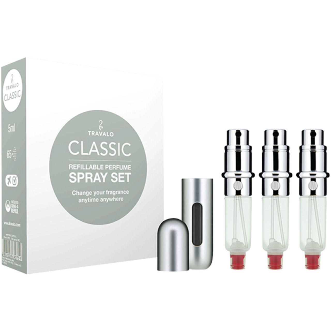 Travalo, Classic Set = Easy Fill Perfume Spray Vaporisateur Rechargeable Hülle + 3 Patronen