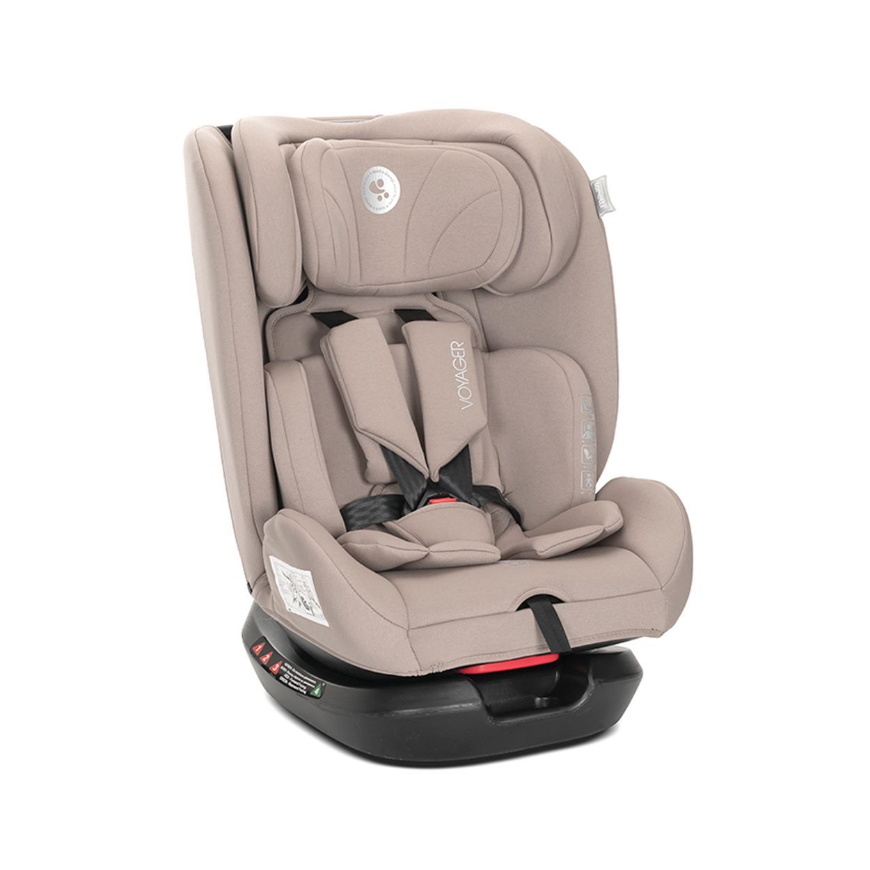 Baby-Autositz mit Nackenkissen, Frontansicht.