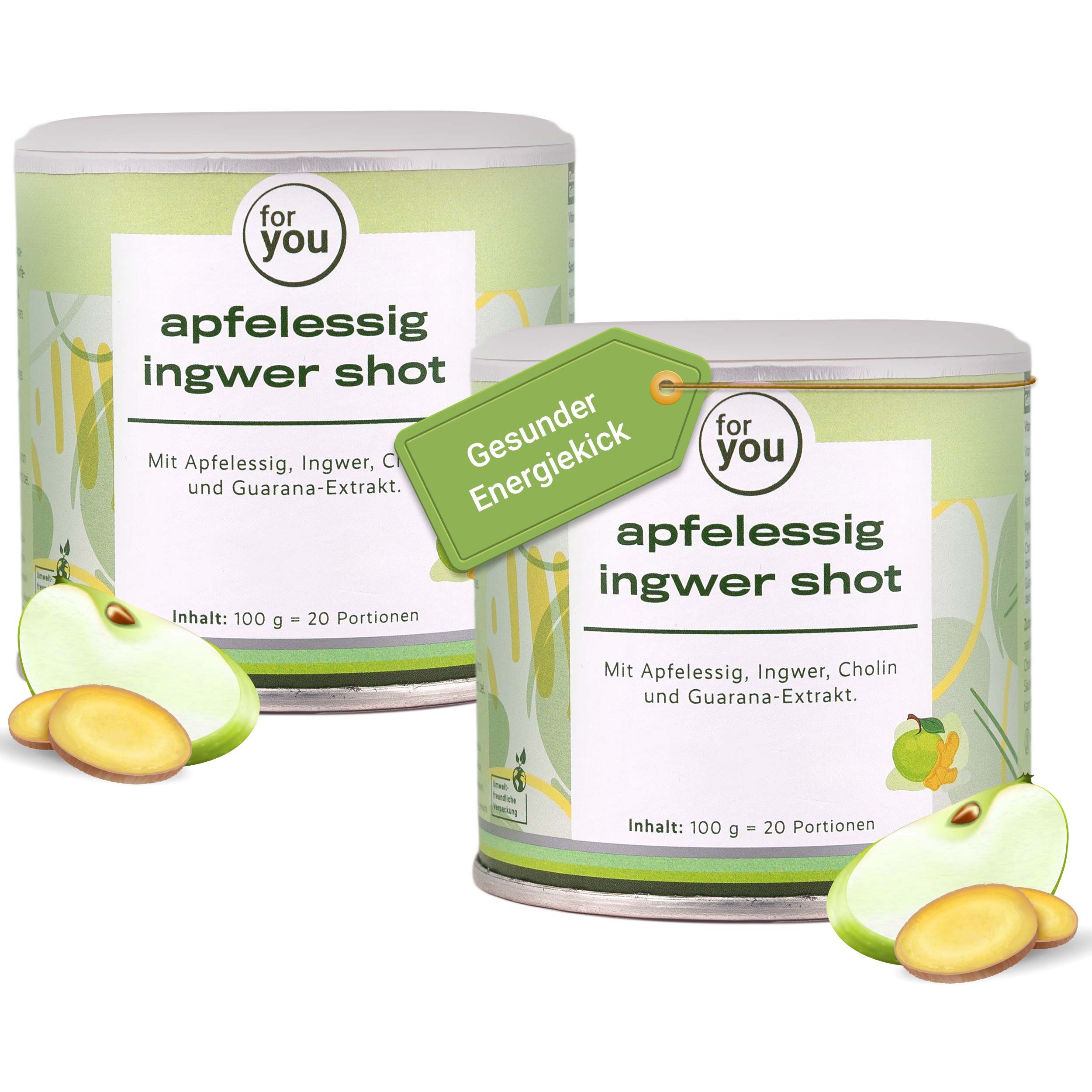 for you Apfelessig Ingwer Shot Doppelpack 200 g Pulver
