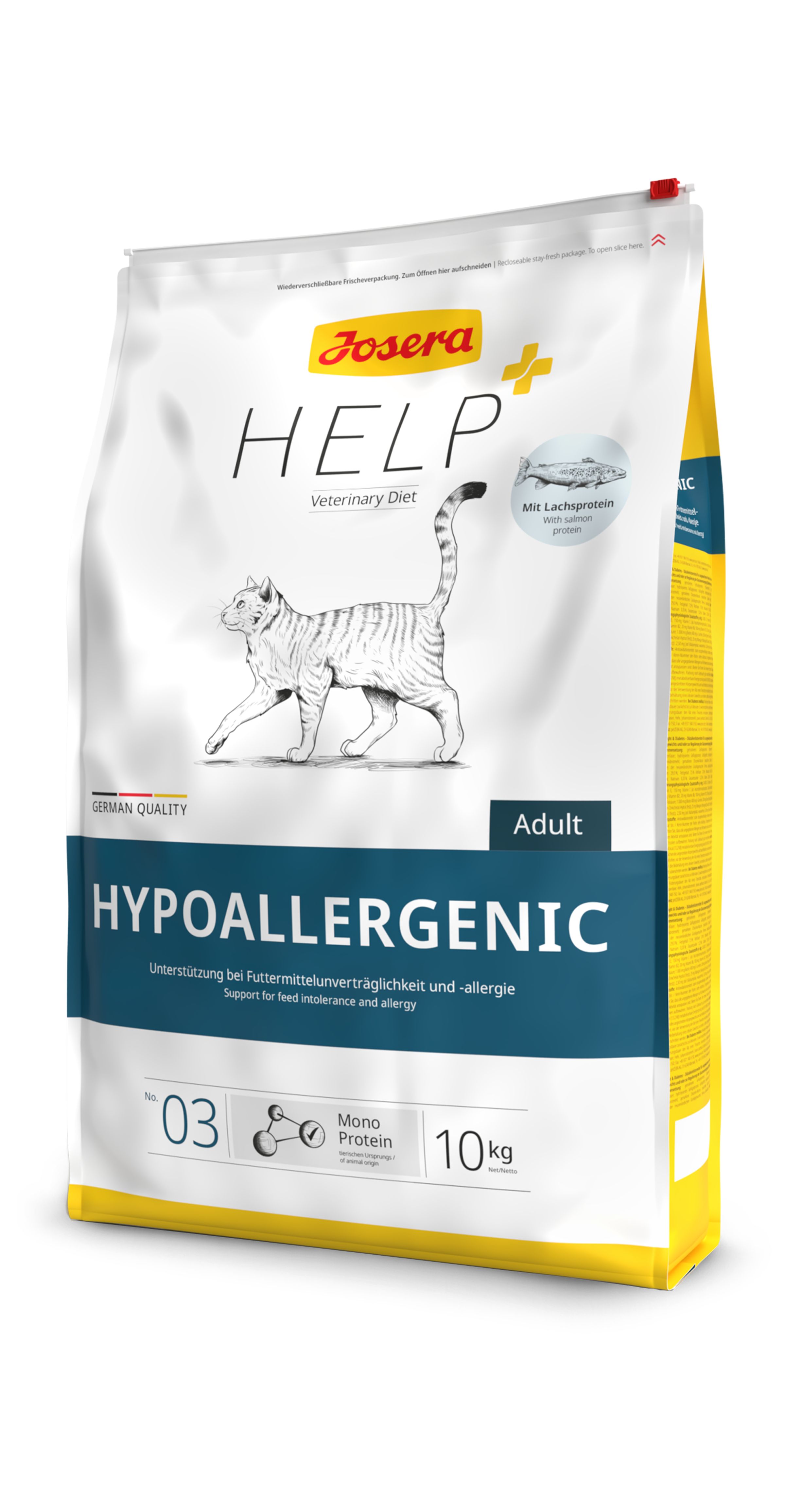 Josera Help Hypoallergenic Adult Katzenfutter, 10kg Sack. Unterstützt bei Futterunverträglichkeit und Allergie.