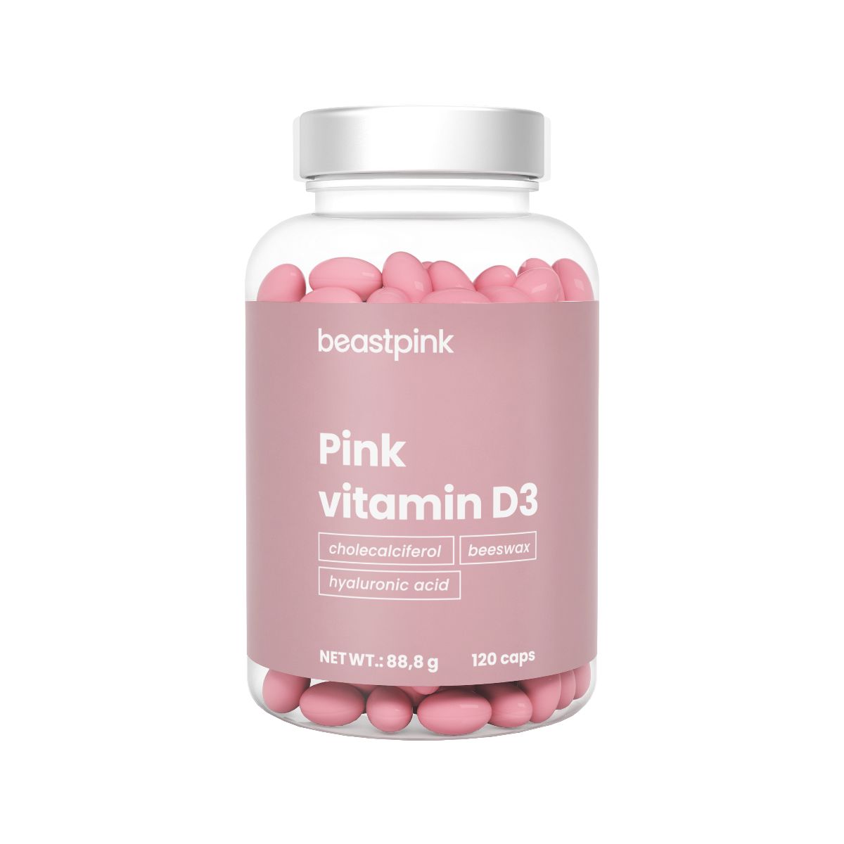 GymBeam Pink Vitamin D3 2000 IU Cholecalciferol Kapseln 120 St