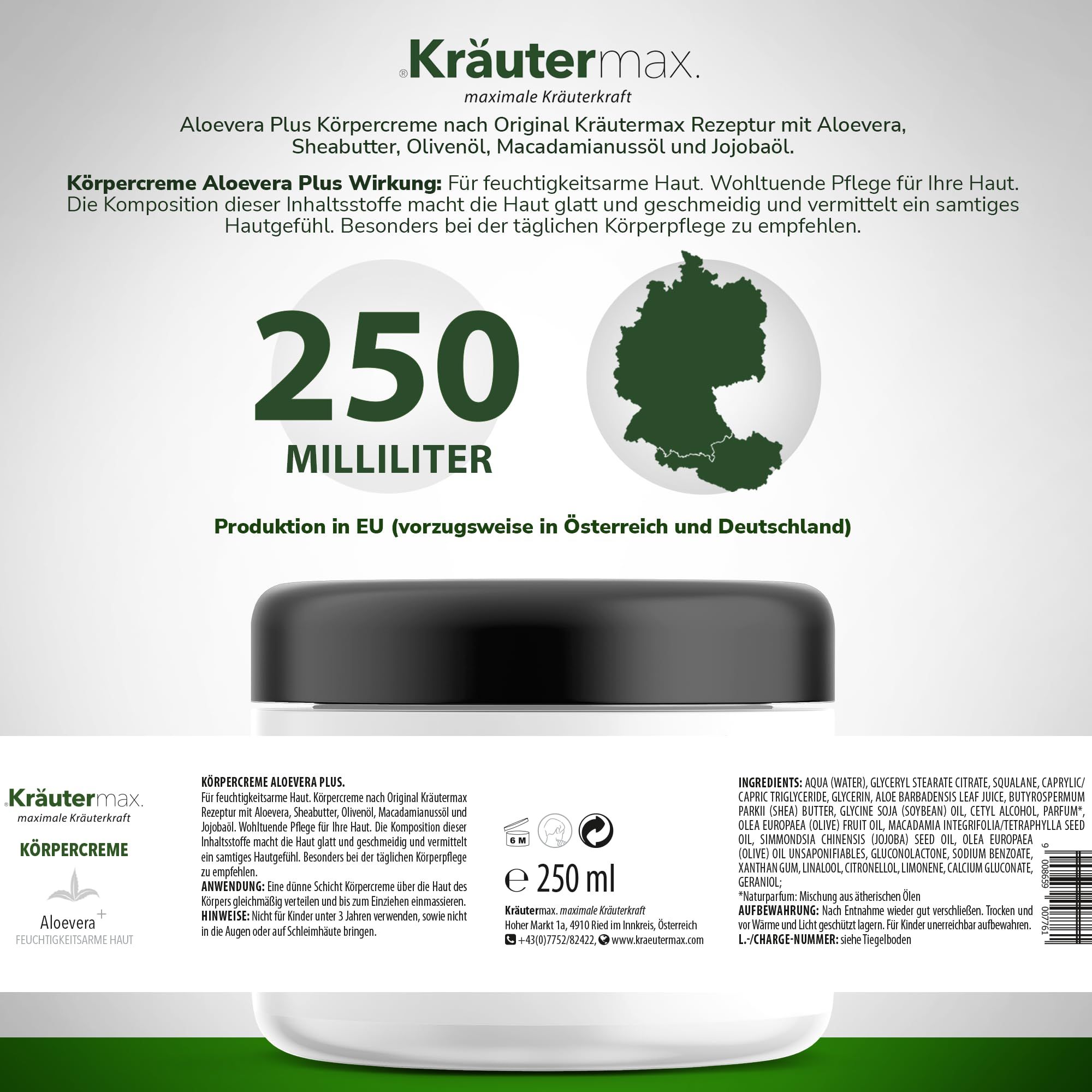 Kräutermax Körpercreme Aloevera plus 250 ml Körperpflege