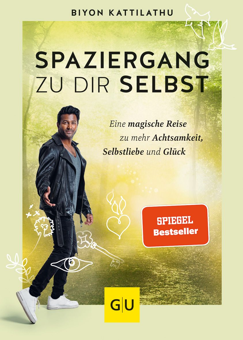 Buchcover mit Titel „Spaziergang zu dir selbst“. Mann vor Hintergrund. Rotes Siegel „SPIEGEL Bestseller“. GU-Logo.