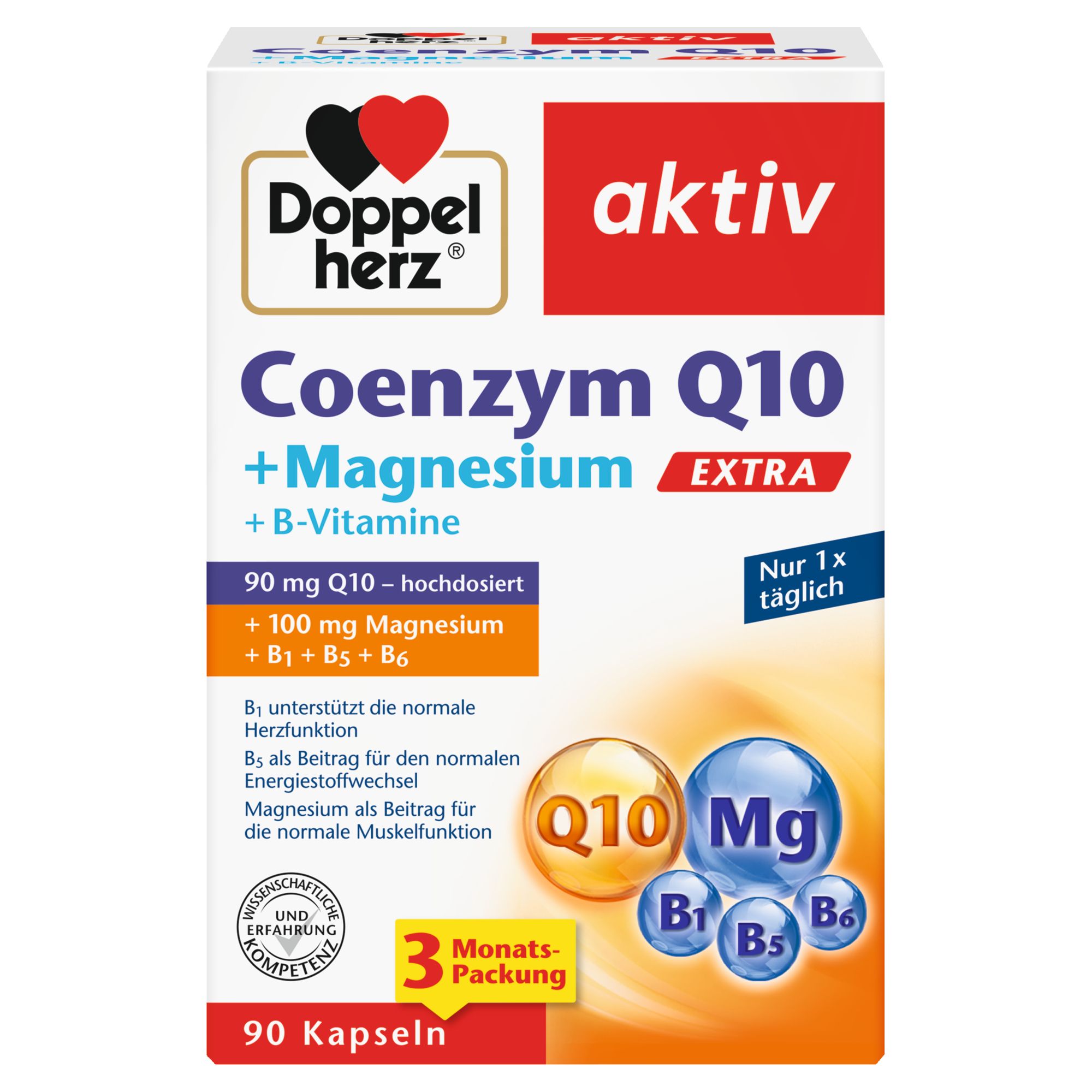 Doppelherz aktiv Coenzym Q10 + Magnesium Extra B-Vitamine 90 Kps. St Kapseln