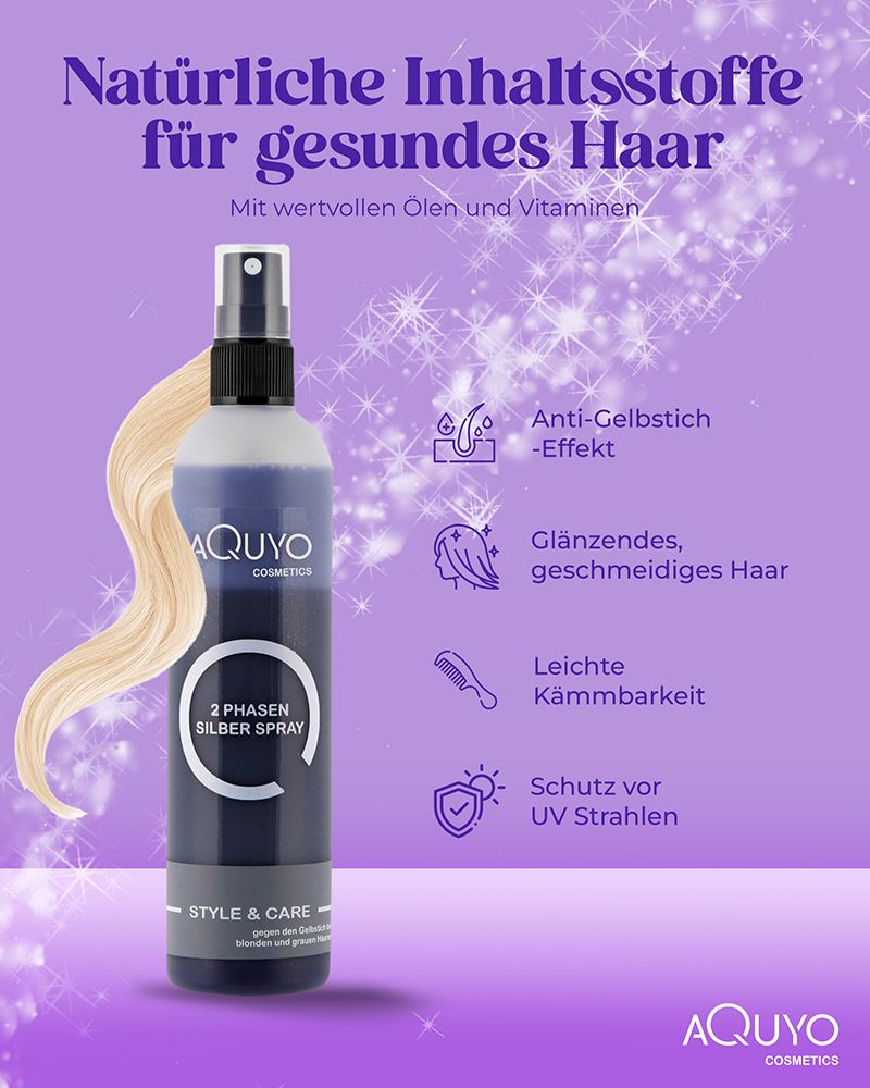 Style & Care 2 Phasen Silber Spray Anti Gelbstich für blondes und graues Haar | Conditioner