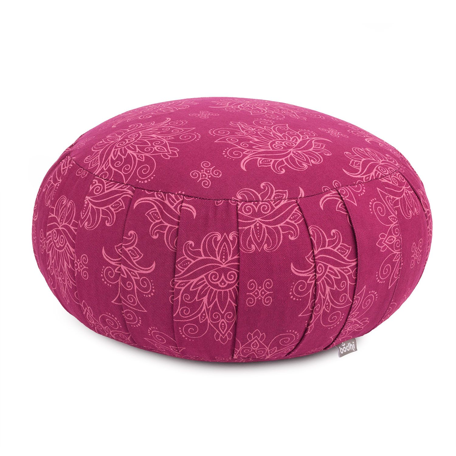 Maharaja Collection: Gemustertes Meditationskissen Zafu 'Lotus', berry, Dinkelhülsen