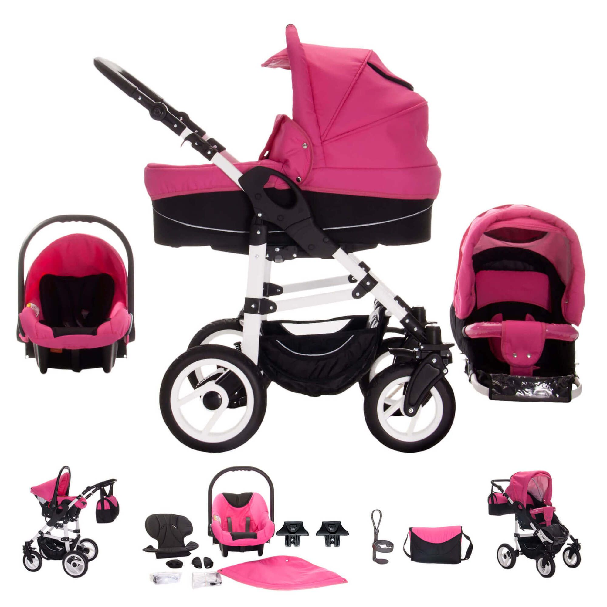 Bebebi Paris 3 in 1 Kinderwagen Komplettset Hartgummireifen, Élysée