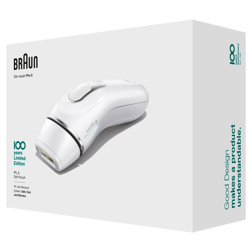 Braun - IPL System "Silk Expert Pro 5 - 100 Jahre Design Edition" in Weiß und Silber