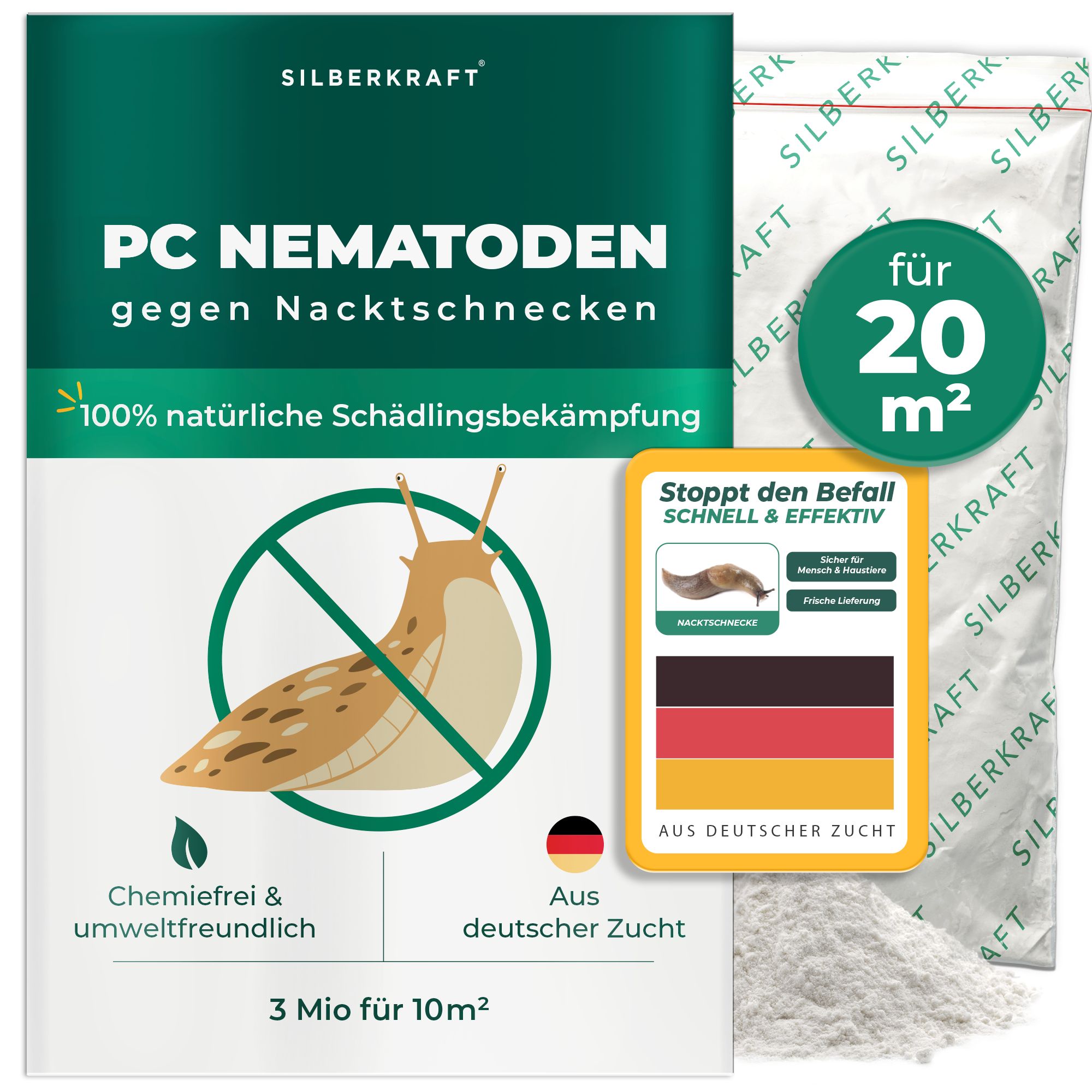 PC Nematoden gegen Nacktschnecken: 100% natürliche Schädlingsbekämpfung, für 20 m², 3 Mio. für 10 m².