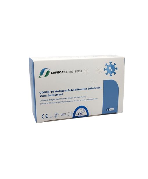 20 x Safecare Covid19- Antigenschnelltestkit für Laien- 4 x 5er Box - CE1434 - MHD 10/27
