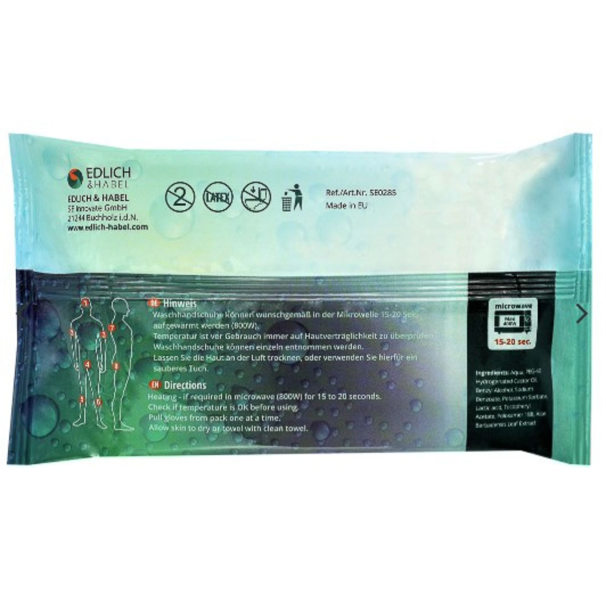 Edlich & Habel Feuchte Waschhandschuhe Waschlappen parfümfrei mit Aloe Vera