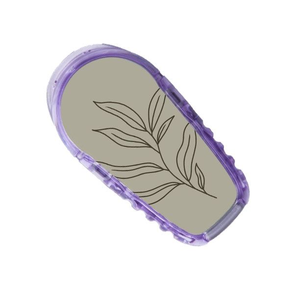 Diasticker® Dexcom G6 Stickerset "Blätter" mit Blattmuster und lilafarbenem Rand.
