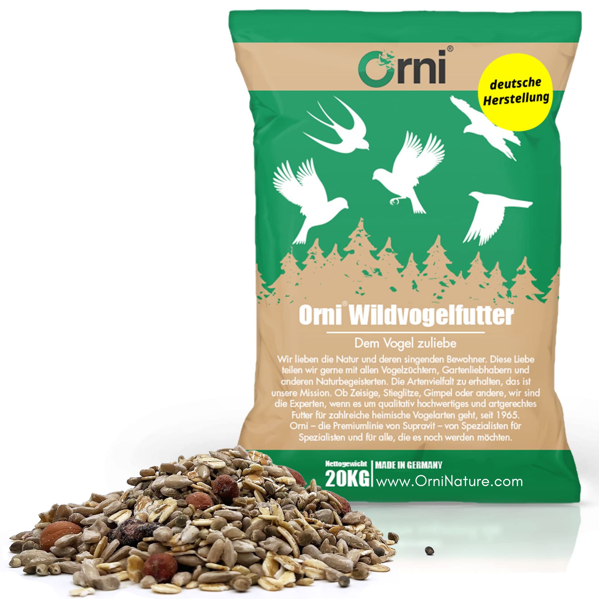 Orni Premium Streufutter schalenlos für Wildvögel 20 kg