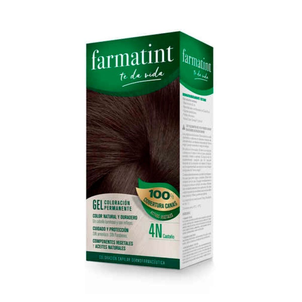 Farmatint-Box. 4N-Haarfarbe, braun. 100% Grauhaarabdeckung. Gel-Formel. Natürliche Inhaltsstoffe. Dauerhafte Coloration.