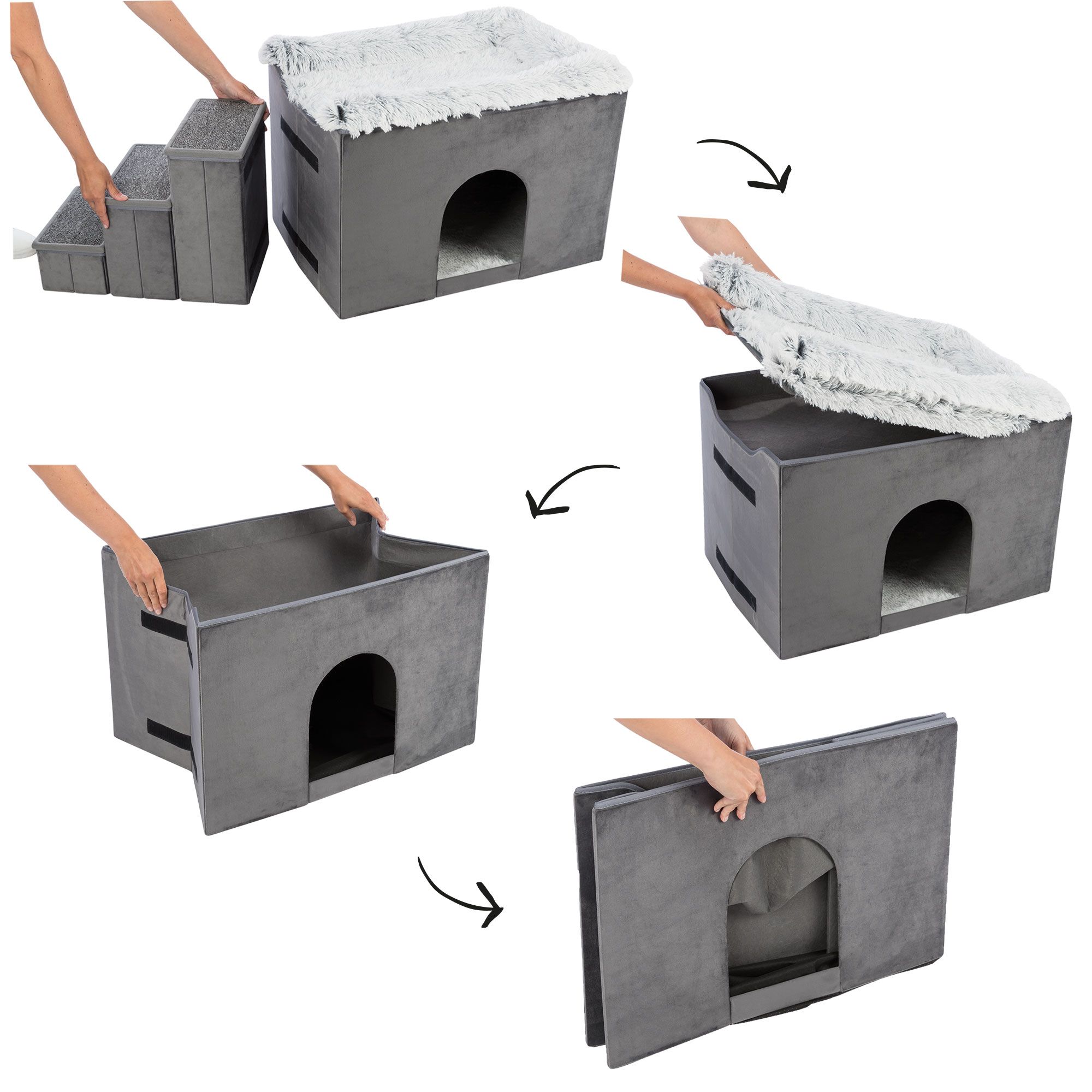 TRIXIE Hunde-Höhle mit Treppe - bis zu 15 kg belastbar