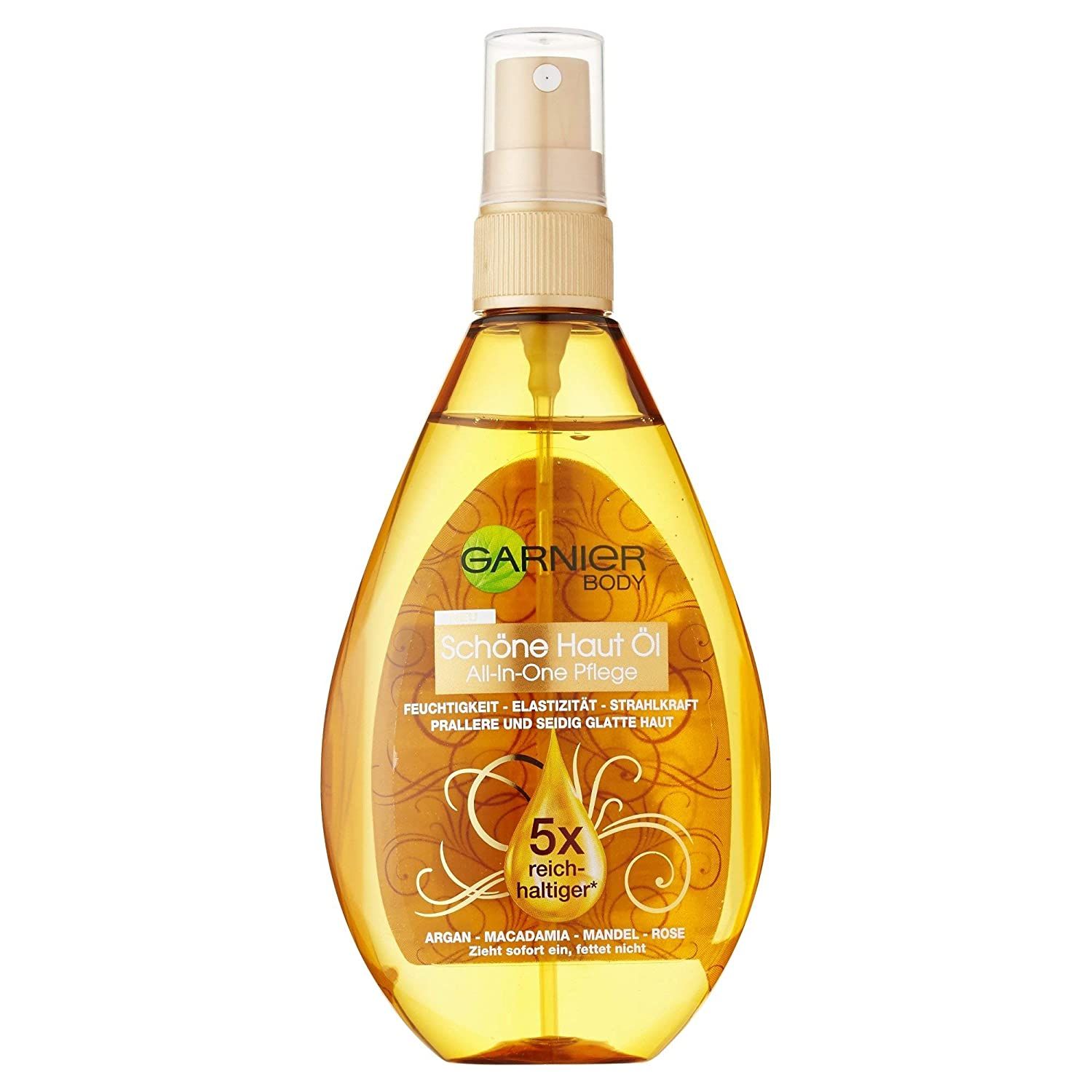 Garnier Schöne Haut Körper-Öl, All-In-One Hautpflege, mit Argan, Macadamia, Madel, Rose