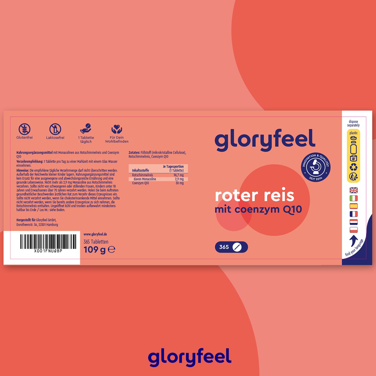 gloryfeel ® Roter Reis Kapseln 365 St Tabletten