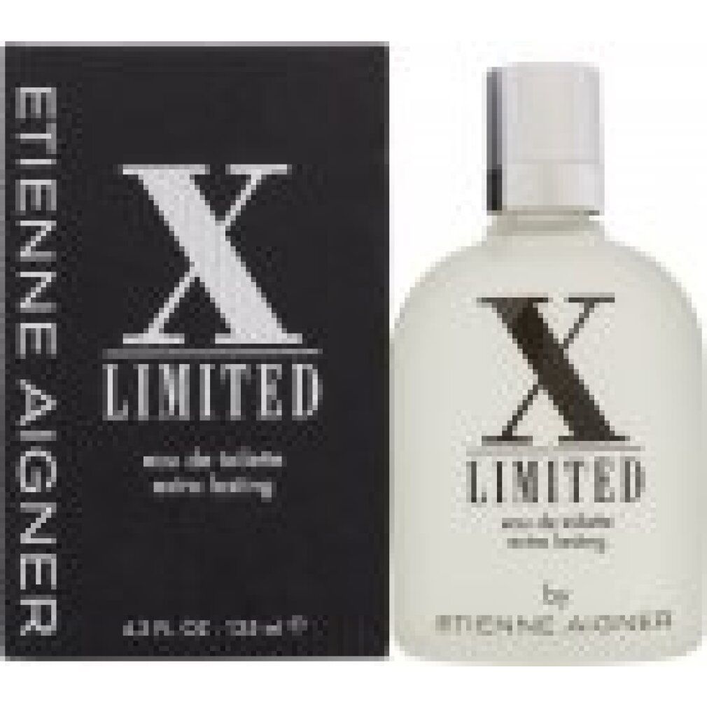 Etienne Aigner X Limited Eau de Toilette Flakon und Schachtel. Schwarze Schachtel mit weißem X und Schriftzug.