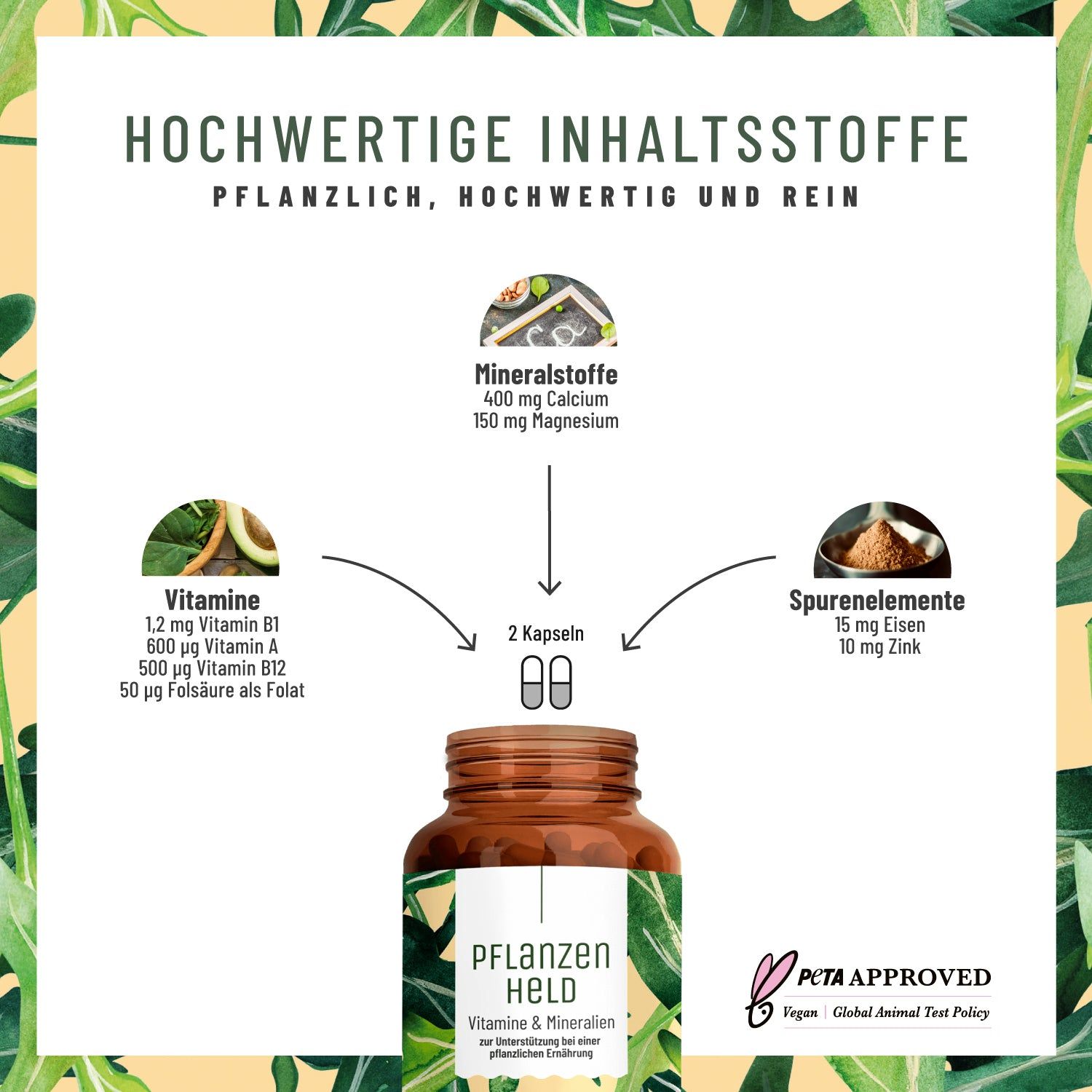 Veganer & Vegetarier Vitamine - Multivitamin Kapseln - Pflanzenheld - NATURTREU®