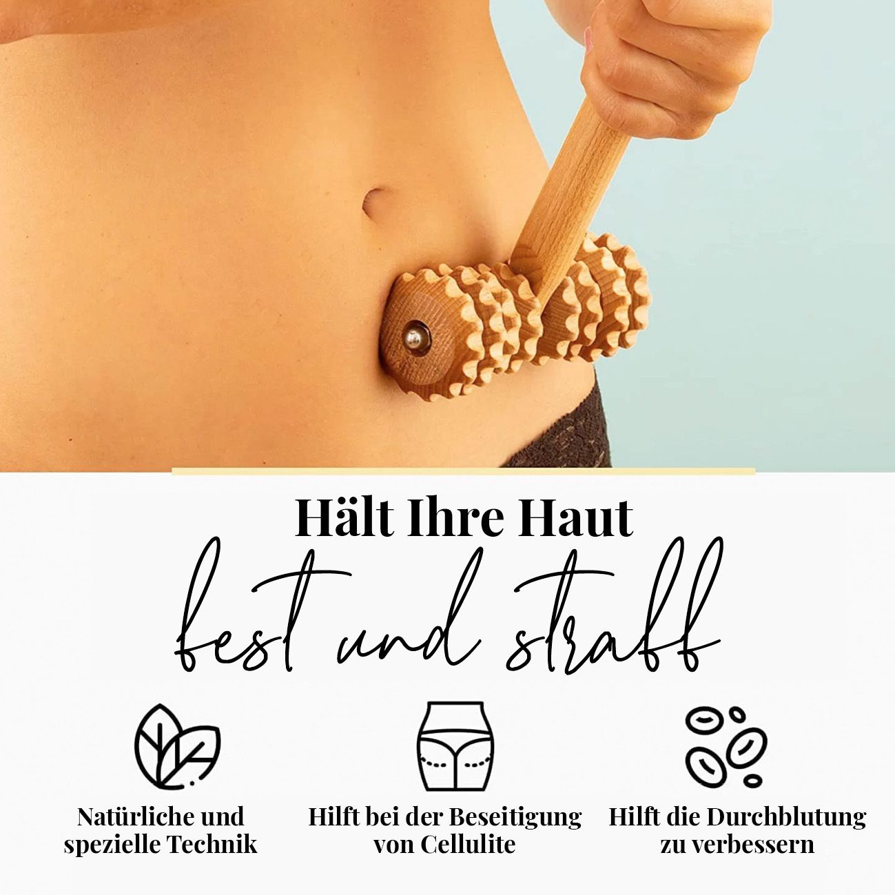 tuuli Maderotherapie Set Massagegerät Roller Cellulite Lymphdrainage Gerät Holz 1 St