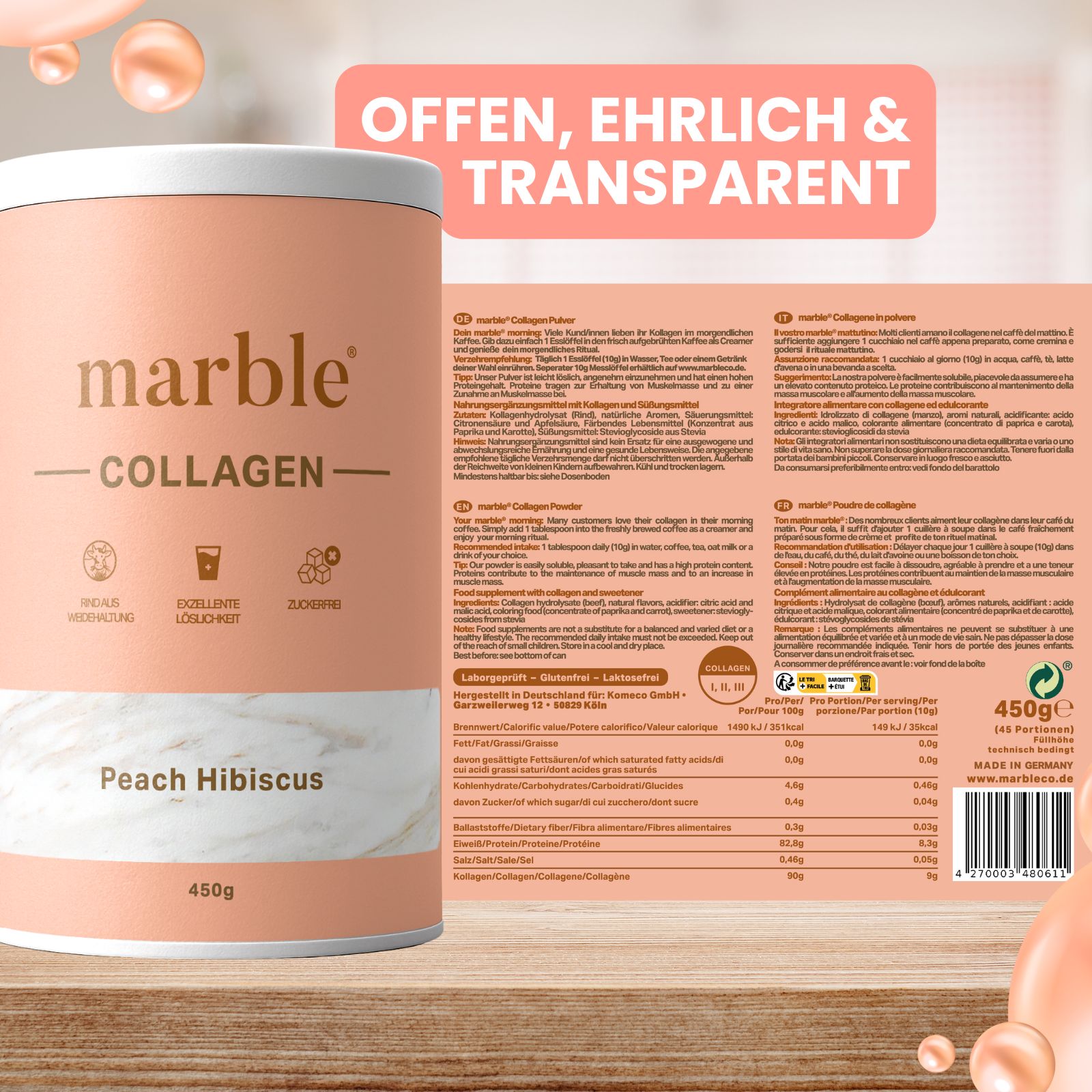 Collagen – Peach Hibiscus | Kollagenpeptide mit natürlichem Aroma