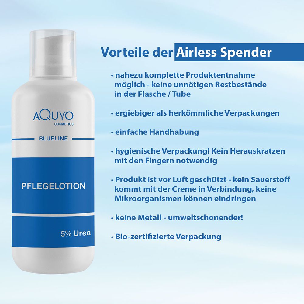 Blueline Pflegelotion 5% Urea Creme Lotion, Körperlotion für trockene & empfindliche Haut