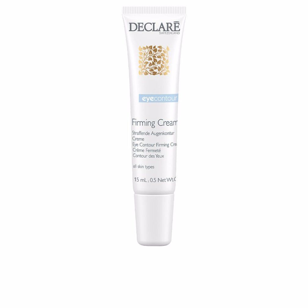 Weiße Tube Declare Eye Contour Firming Cream. Text und Logo. 15ml.