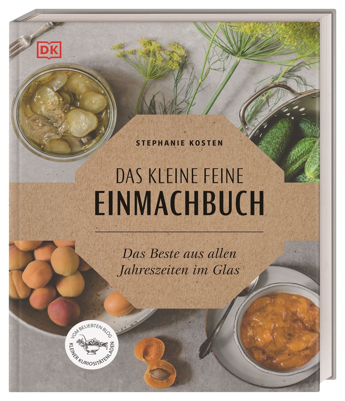 Buch mit dem Titel "Das kleine feine Einmachbuch". Auf dem Cover sind Gläser mit Lebensmitteln abgebildet.