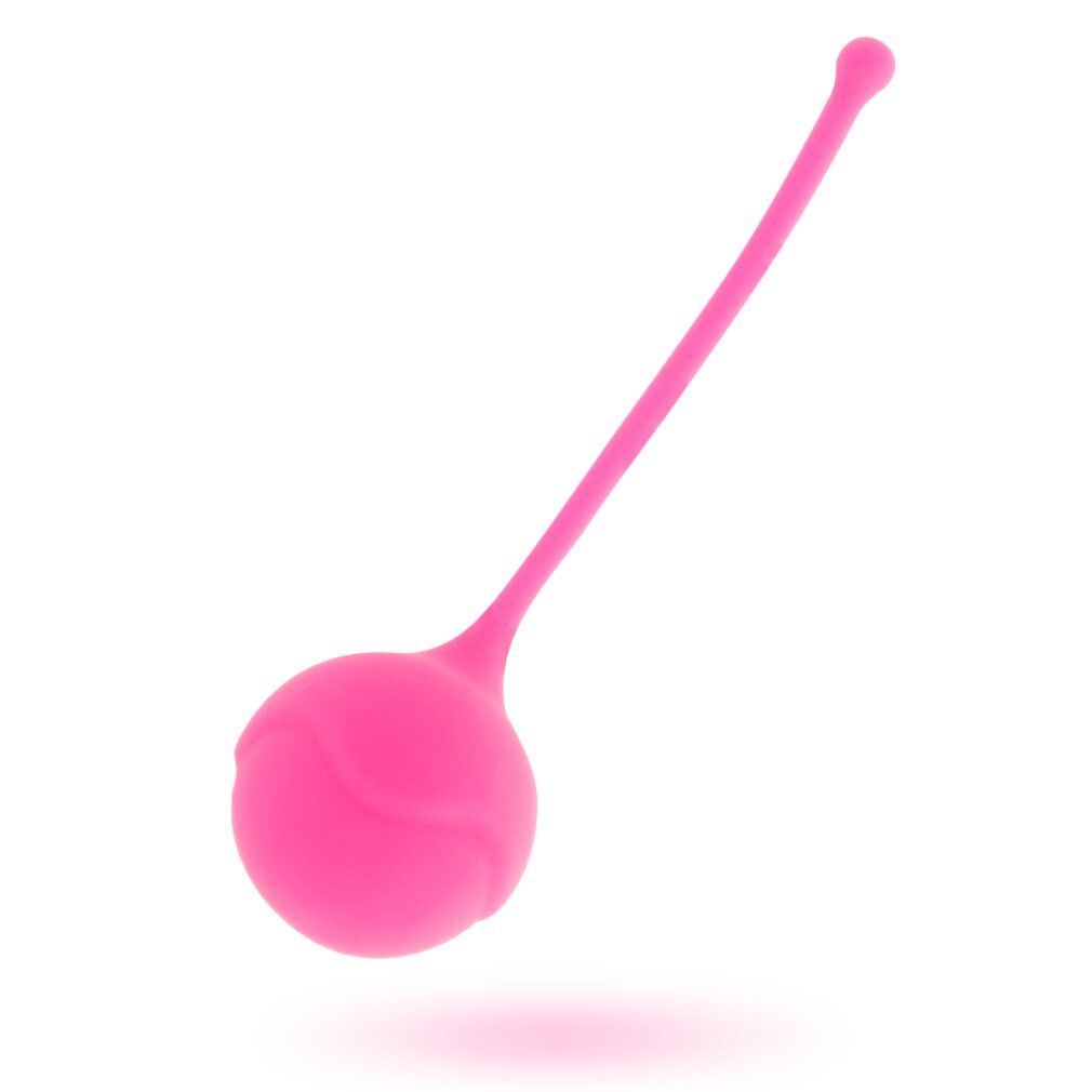Pinkfarbener Kegel mit Stiel. Der Kegel hat eine runde Form und einen länglichen Stiel mit einer kleinen Kugel am Ende.