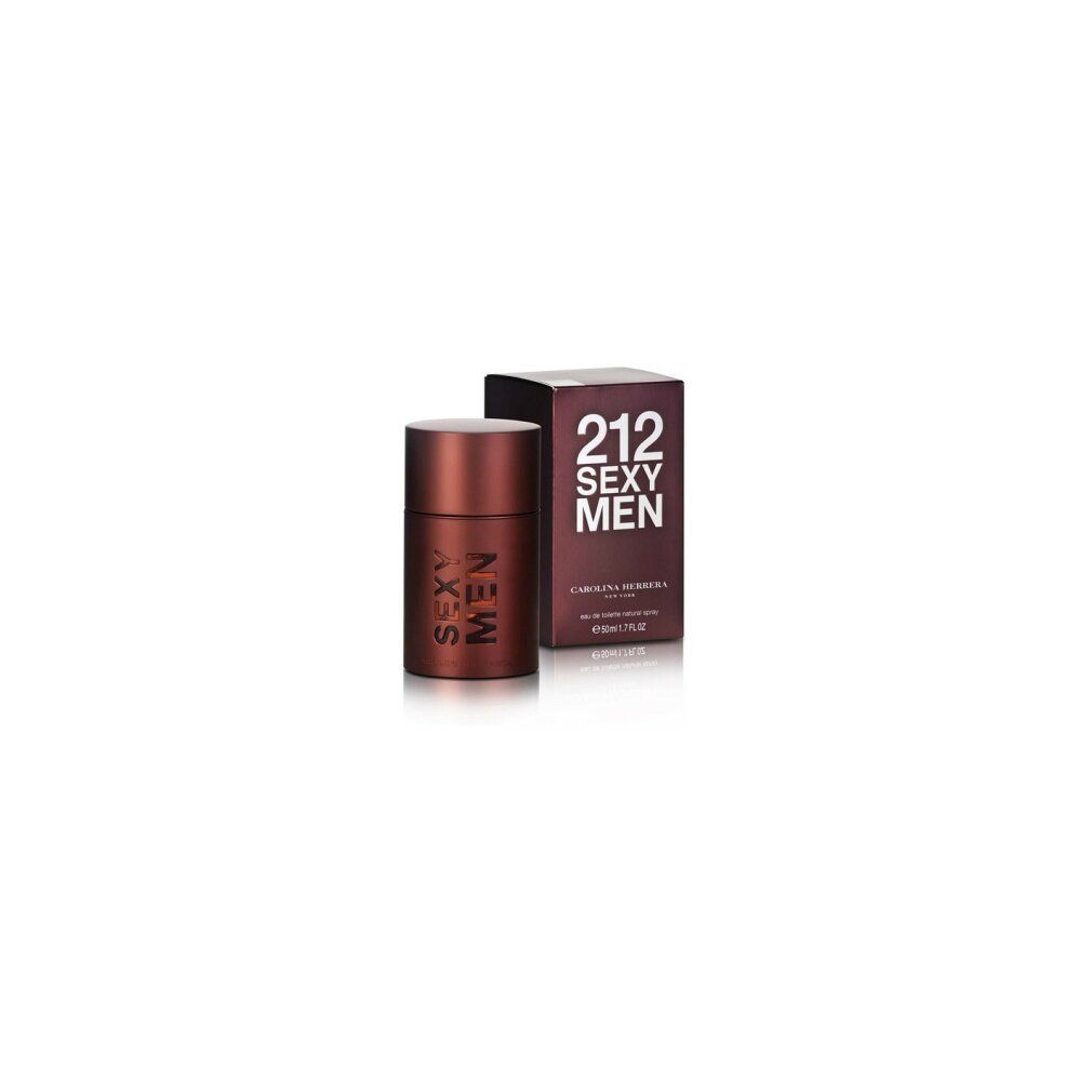 Braune Flasche und Schachtel. Flasche mit "212 SEXY MEN" Schriftzug. Schachtel mit Produktinformationen.
