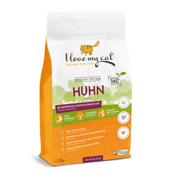 I love my cat Sparset Trockenfutter mit Huhn für Katzen mit Übergewicht Nahrungsergänzung