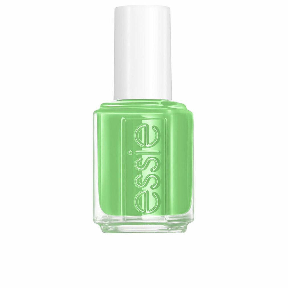 Grüner Nagellackflakon mit weißem Deckel. Aufschrift "essie".