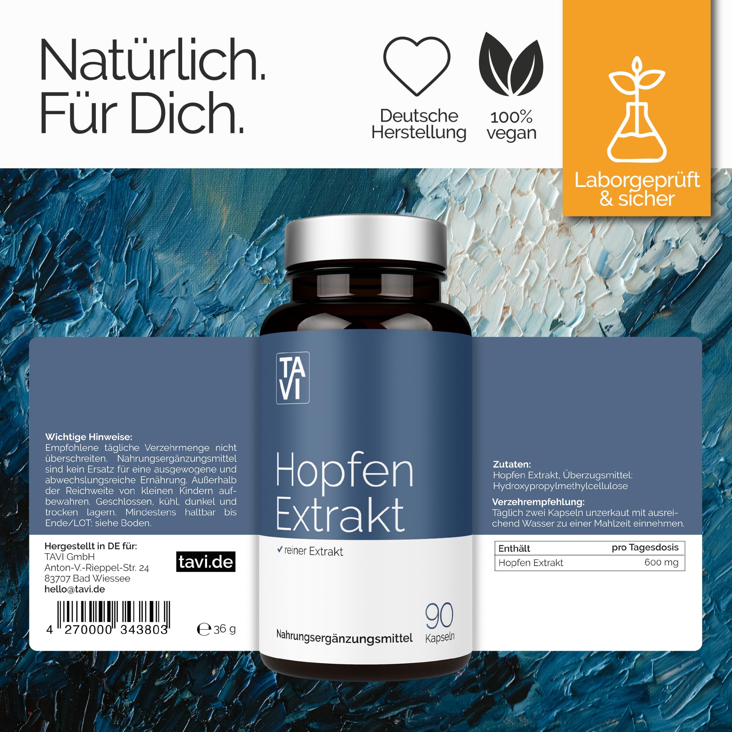 TAVI® Hopfen Extrakt Kapseln (Humulus lupulus, Hopfenzapfen / Hopfenblüten)